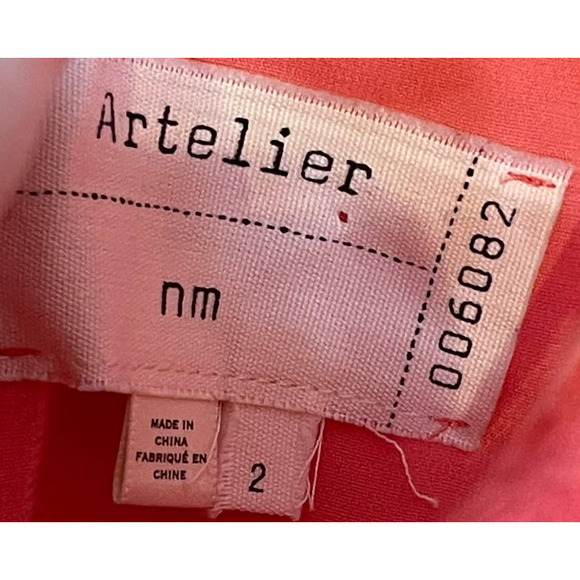 Anthropologie Artelier Women's Dress Floral Embroidered Short Sleeve Pink Size 2 - Picture 5 of 8